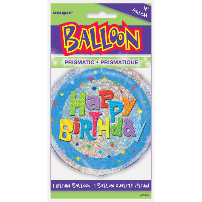 Helium Ballon Happy Birthday Glitters 45cm leeg