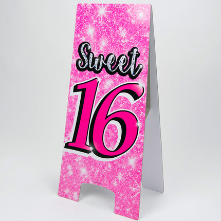 Warning Sign Sweet 16 Roze 62,5cm