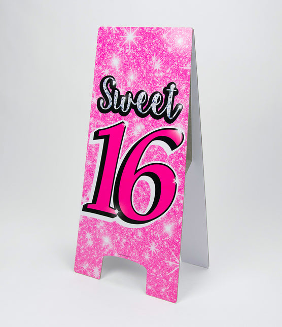 Warning Sign Sweet 16 Roze 62,5cm