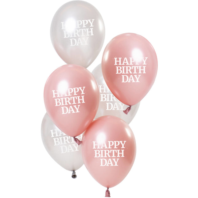 Happy Birthday Ballonnen Roze 23cm 6st