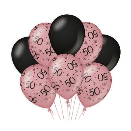 Ballonnen 50 Jaar Rose Zwart 30cm 8st