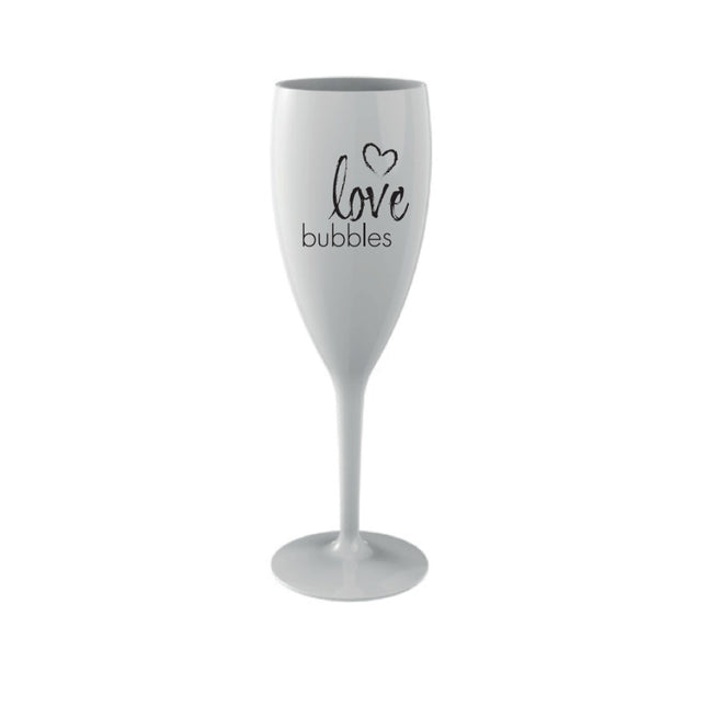 Champagne Glas Wit Love Herbruikbaar 120ml
