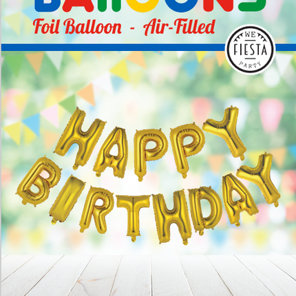 Letterballon Set Happy Birthday Goud