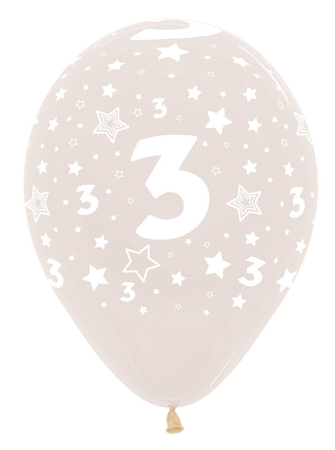 Ballonnen Number 3 Crystal Clear 30cm 25st