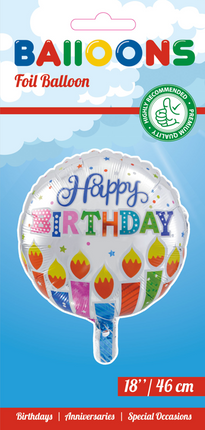 Helium Ballon Happy Birthday Kaarsjes Feest 45cm leeg