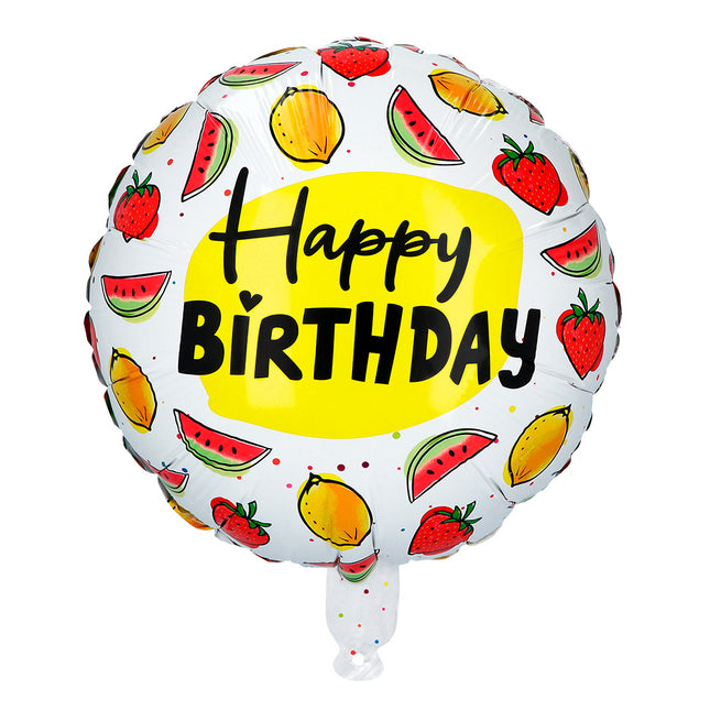 Happy Birthday Helium Ballon Fruit Dubbelzijdig 45cm