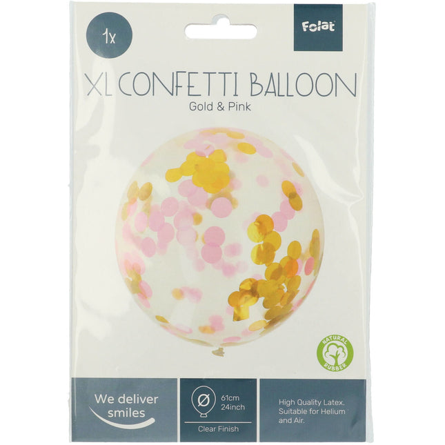 Confetti Ballon Roze Goud 61cm