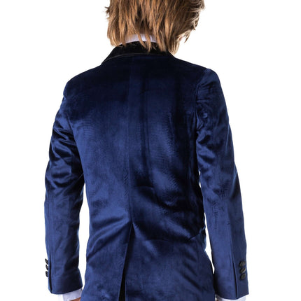 Donkerblauwe Velvet Blazer Jongen OppoSuits