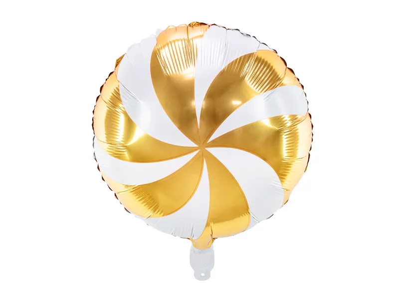 Helium Ballon Candy Goud Wit Leeg 35cm