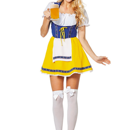 Dirndl Jurk Oktoberfest Geel Blauw