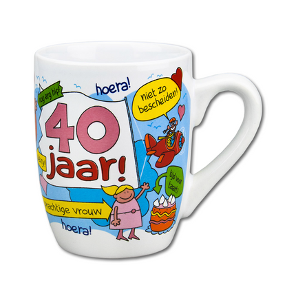 Mok 40 Jaar Vrouw 12cm