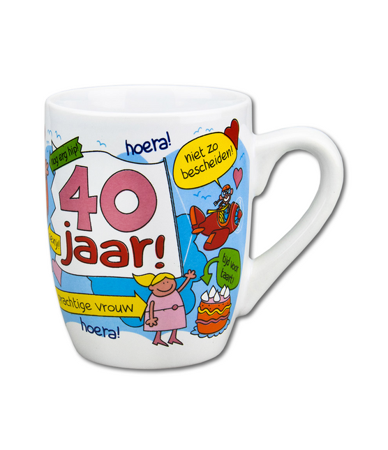 Mok 40 Jaar Vrouw 12cm