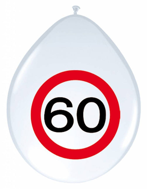 Ballonnen 60 Jaar Verkeersbord 30cm 8st