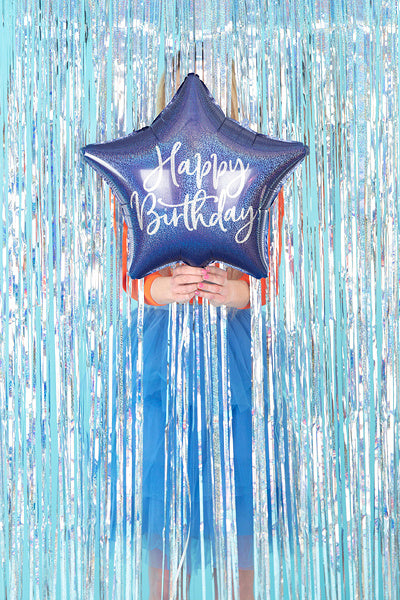 Helium Ballon Ster Happy Birthday Navy Blue Leeg 40cm