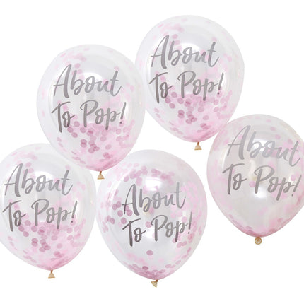 Roze Confetti Ballonnen About To Pop 30cm 5st