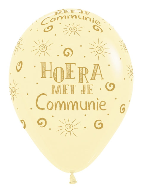 Ballonnen Hoera Met Je Communie Pastel Matte Yellow 30cm 25st