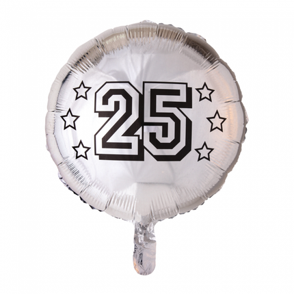 Helium Ballon 25 Jaar Zilver 45cm leeg