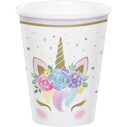 Unicorn Bekers Bloemen 256ml 8st