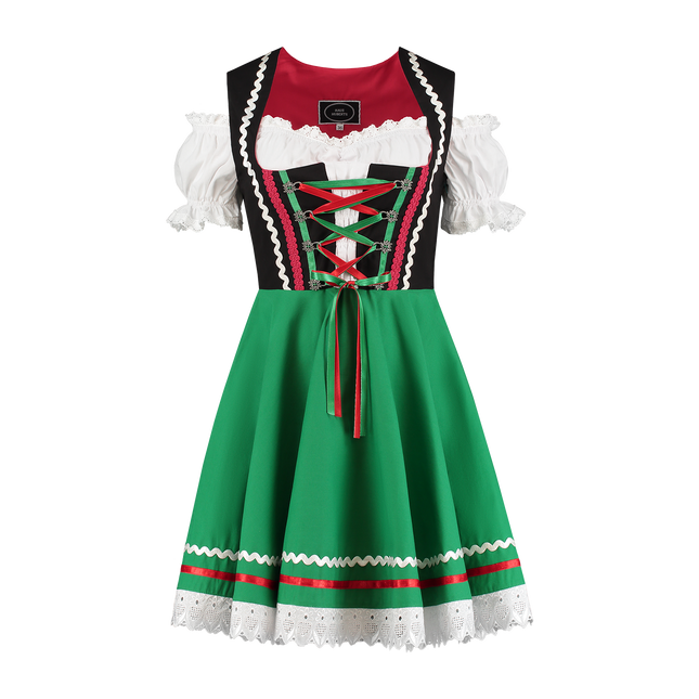 Dirndl 2-dlg., zwart/groen, Carmenblouse