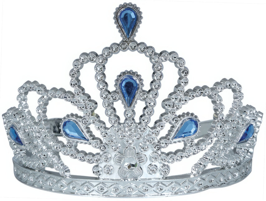 Tiara Zilver Meisje Met Blauw Diamanten Kind