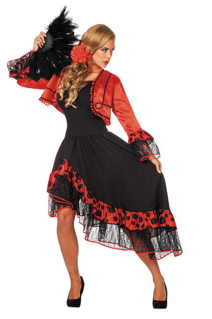 Spaanse Jurk Flamenco Rood Zwart