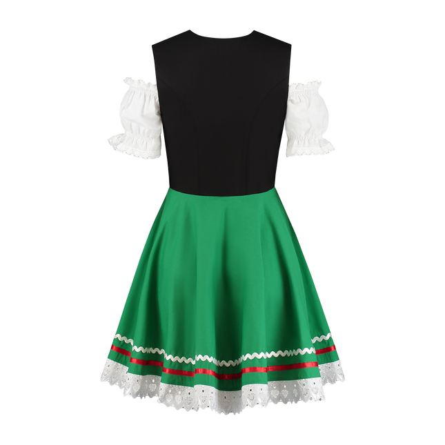 Dirndl 2-dlg., zwart/groen, Carmenblouse