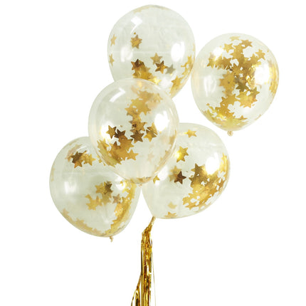 Gouden Confetti Ballonnen Sterren 30cm 5st