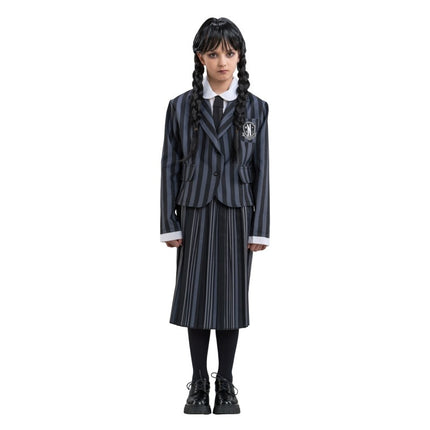 Kostuum Wednesday School Uniform Zwart/Grijs Kind