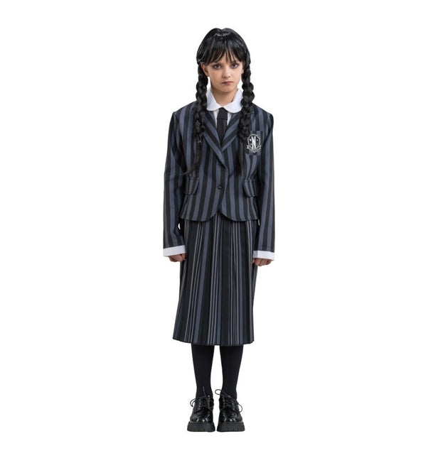 Kostuum Wednesday School Uniform Zwart/Grijs Kind