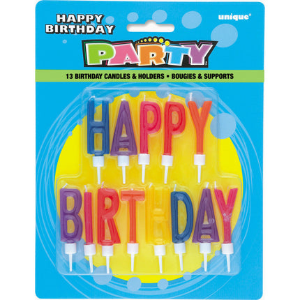 Kaarsen Set Happy Birthday 6,4cm 13 delig