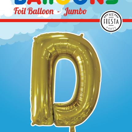 Folie Ballon Letter D Goud XL 102cm leeg