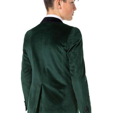 Donkergroen Velvet Blazer Jongen Tiener OppoSuits