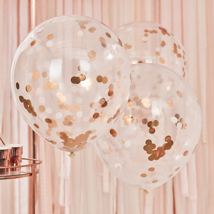 Rose Gouden Confetti Ballonnen 61cm 3st