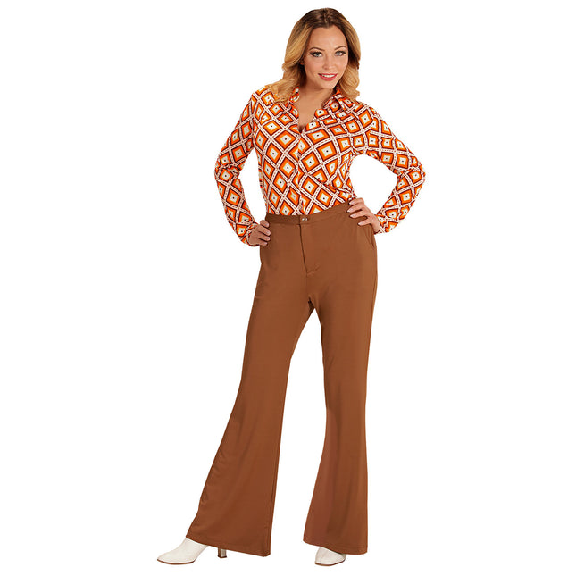 Disco 70S Broek Bruin Dames