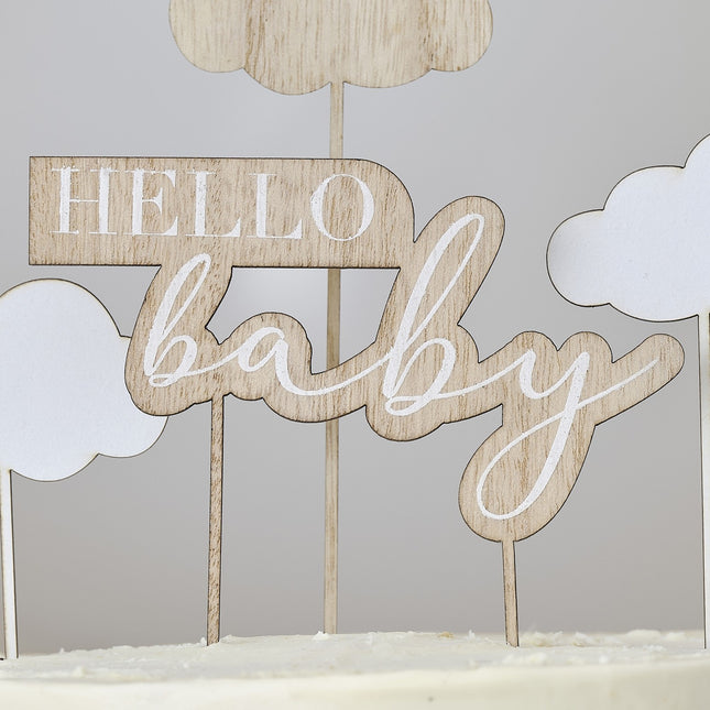 Cocktailprikkers Hello Baby Hout 3,8cm 3st