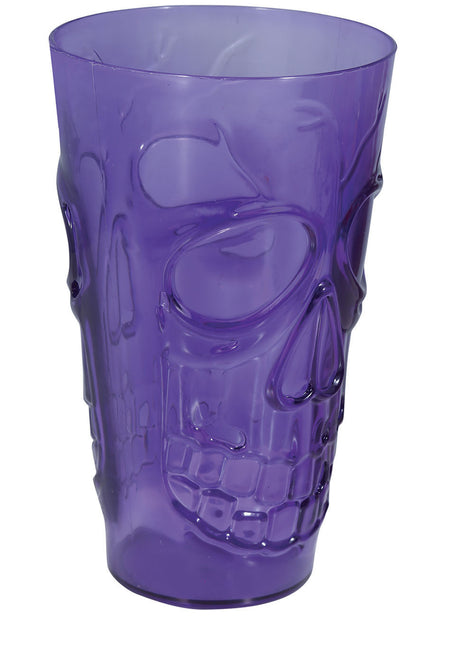 Paars Halloween Glas Doodshoofd 15cm