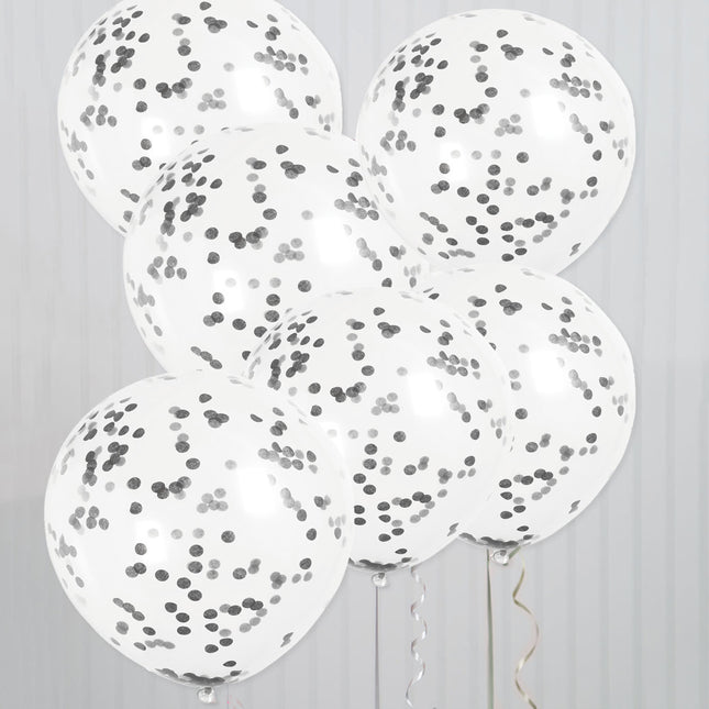 Confetti Ballonnen Zwart 40cm 6st