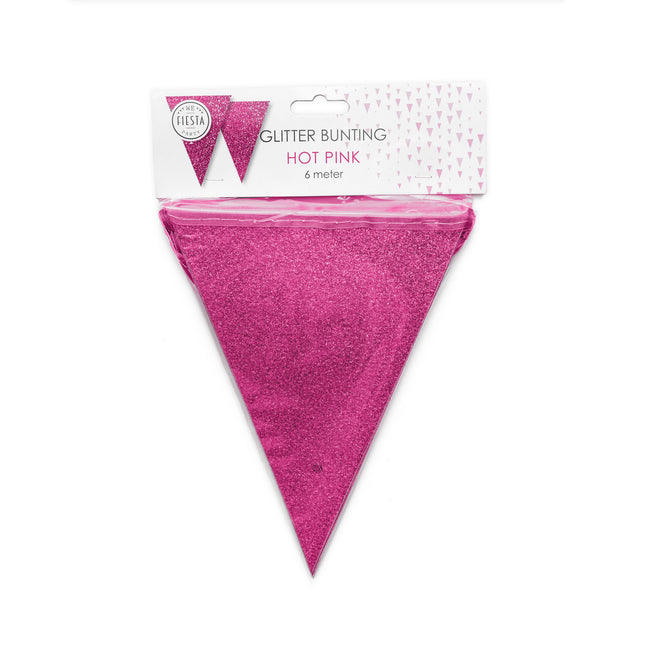 Fuchsia Vlaggenlijn Glitter 6m