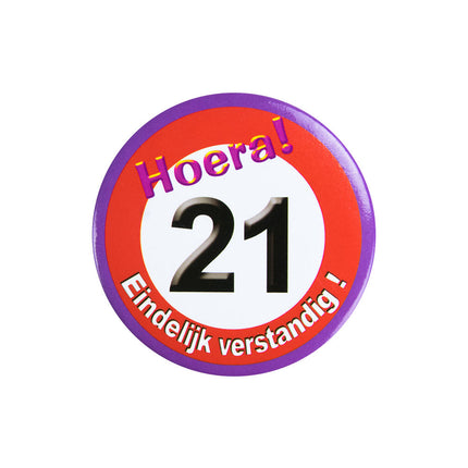 Button 21 Jaar Verkeersbord 5,5cm