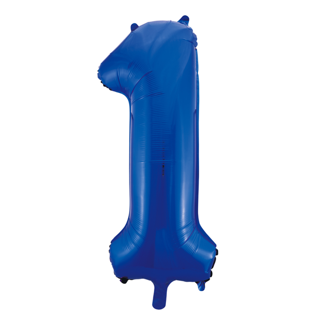 Folie Ballon Cijfer 1 Blauw XL 86cm leeg