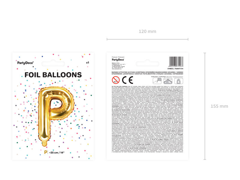 Folie Ballon Letter P Goud Leeg 35cm