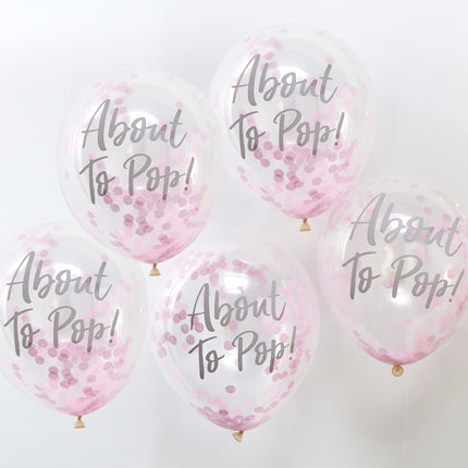 Roze Confetti Ballonnen About To Pop 30cm 5st