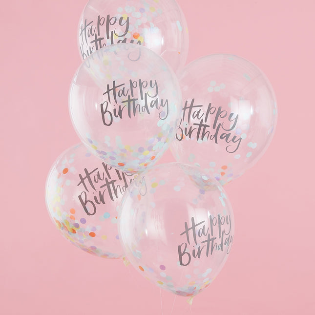 Happy Birthday Confetti Ballonnen 30cm 5st