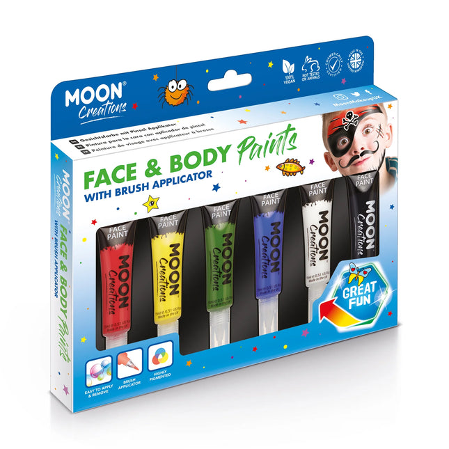 Moon Creations Face Paint with Brush Applicator Dark Blue 15ml