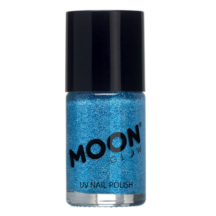 Moon Glow Neon UV Glitter Nail Polish Blue 14ml