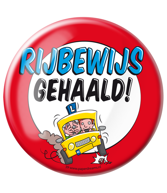 Button Rijbewijs Gehaald 10,2cm