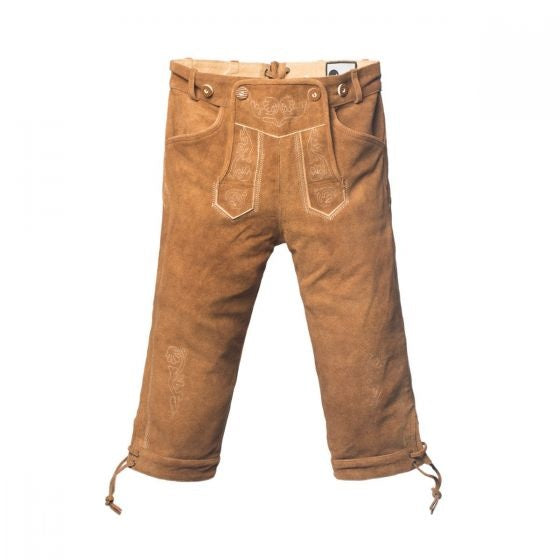 Lederhose Leer Lang Bruin en Bretels