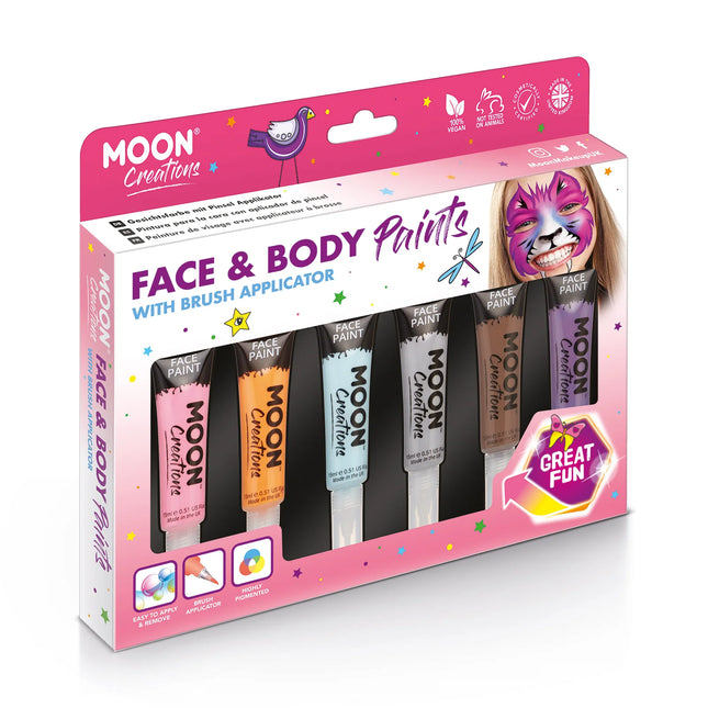 Moon Creations Face Paint met kwast Applicator Orange 15ml