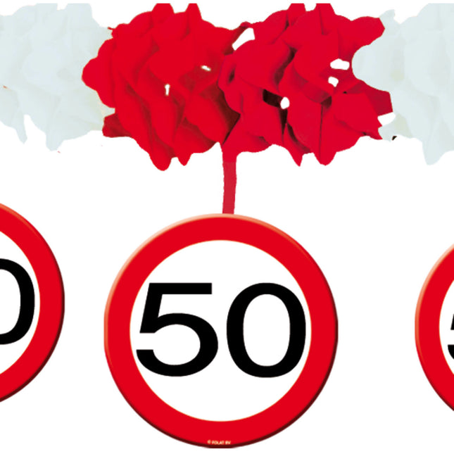 Slinger met Onderhanger 50 Jaar Verkeersbord 4m