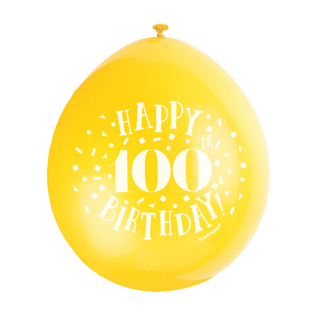 Ballonnen Happy Birthday 100 Jaar 28cm 10st